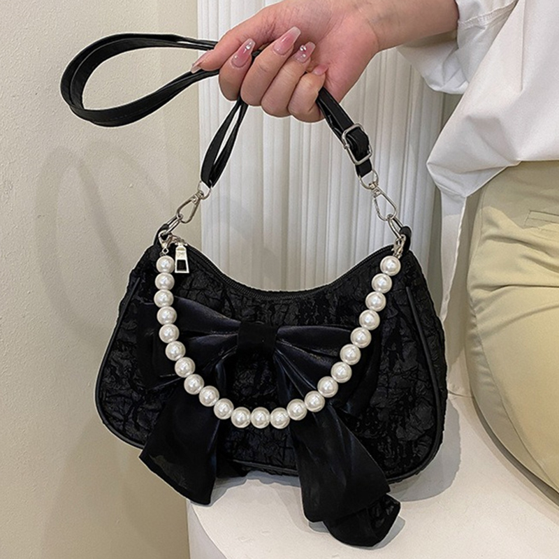 Luxury Y2K Bags - Tas Wanita Mutiara Lipat Putih, Tas