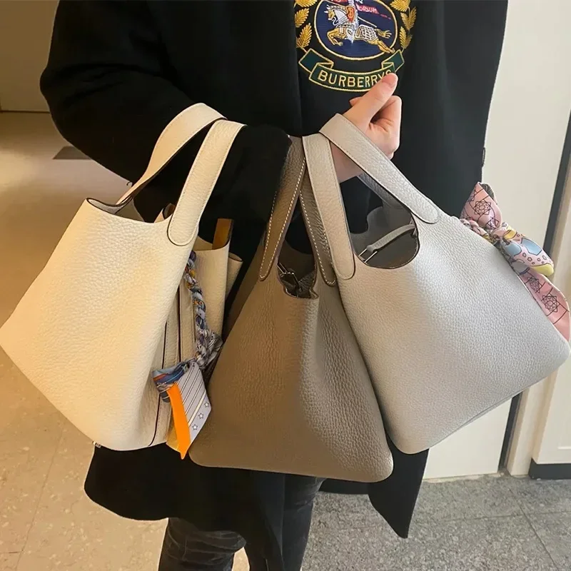 Bucket Bag Suede - 2023 baru warna kontras tas Bucket