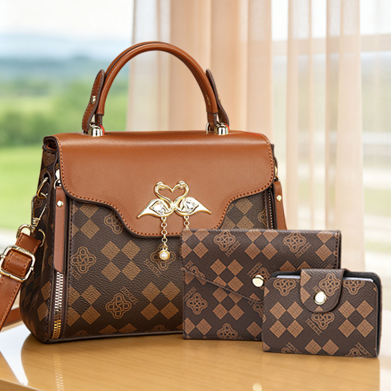 Luxurious Bag - Set tas wanita 3-in-1, tas selempang