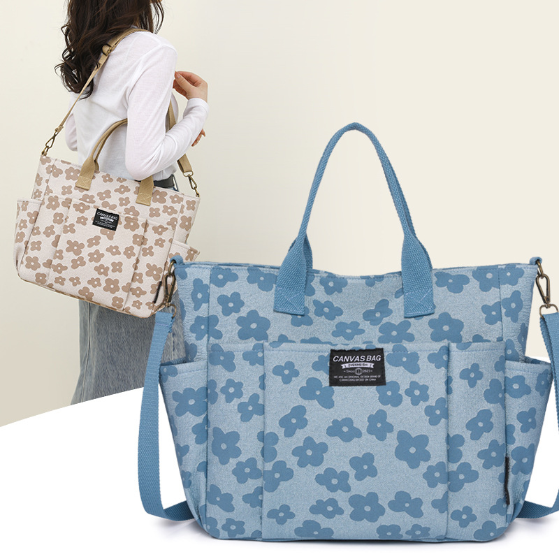 Canvas Tote Designer - Tas Tote Kanvas Motif Bunga Klasik