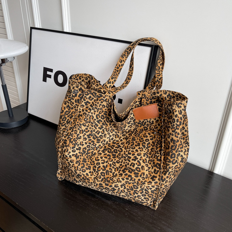 Tas Tote Motif Leopard Tas Bah - Canvas Tote Designer ulasan dan harga