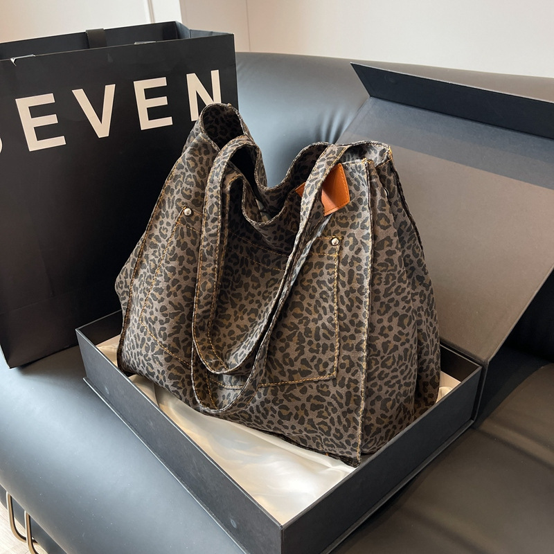 Tas Tote Motif Leopard Tas Bah - Canvas Tote Designer ulasan dan harga