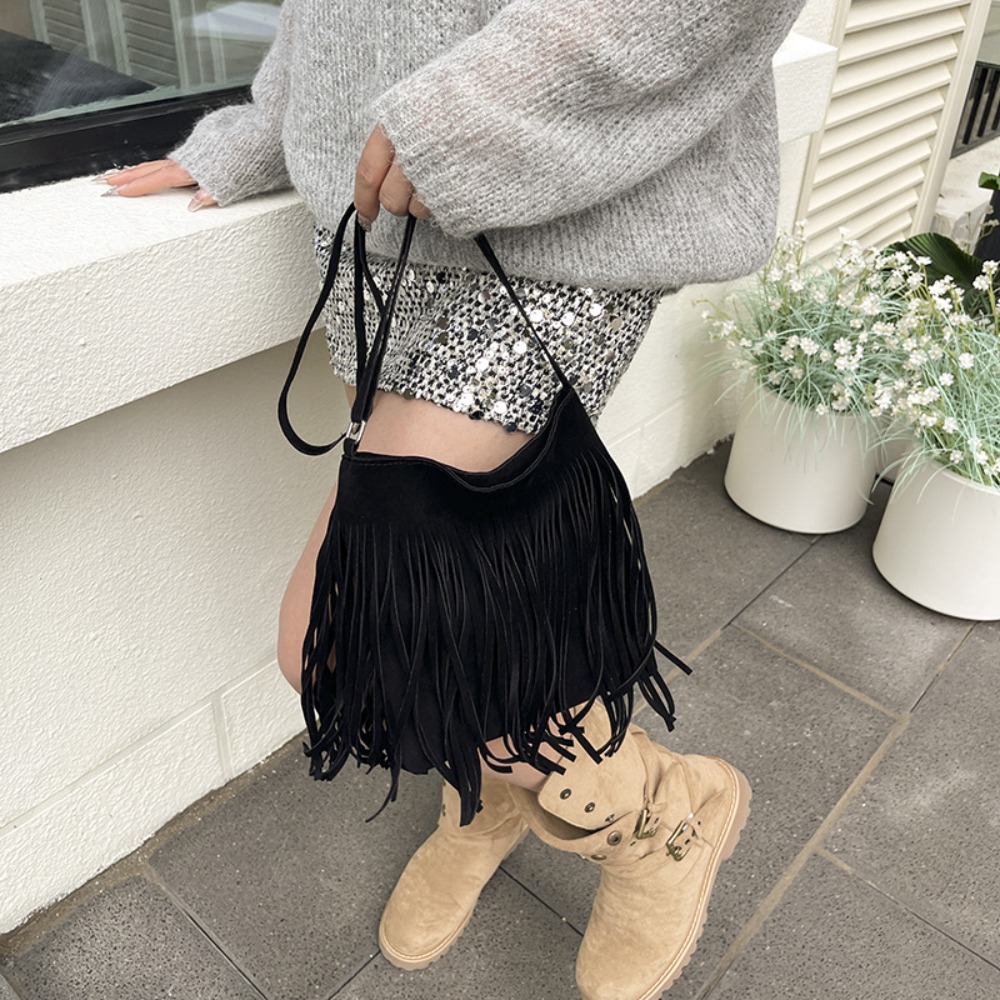 Tas Selempang Suede Berumbai G - Bucket Bag Suede ulasan dan harga
