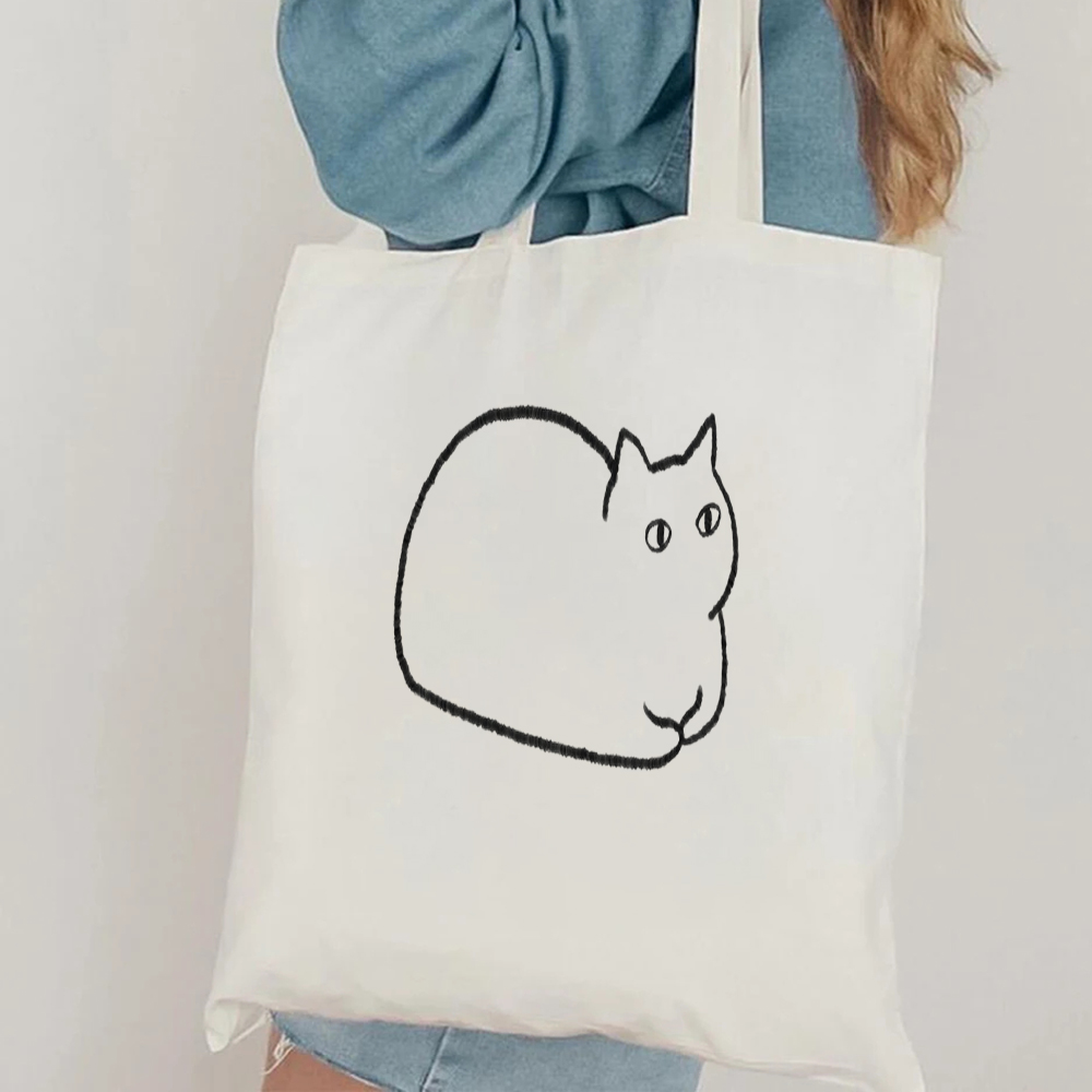 Tas Tote Kanvas Seni Garis Kuc - Canvas Tote Designer ulasan dan harga