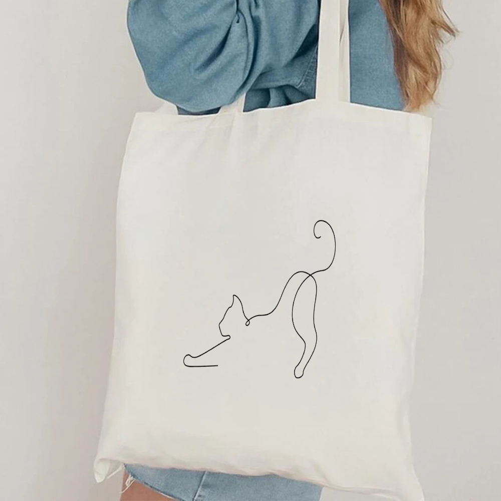 Tas Tote Kanvas Seni Garis Kuc - Canvas Tote Designer ulasan dan harga