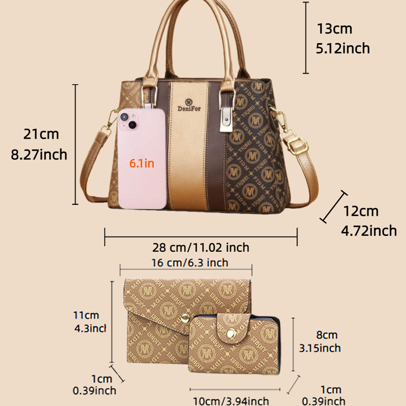 Set tas wanita 3 potong dengan - Luxurious Bag ulasan dan harga